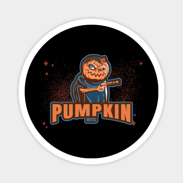 Pumpkin Hits, Funny and Modern Halloween style illustration Magnet by EquilibriumArt